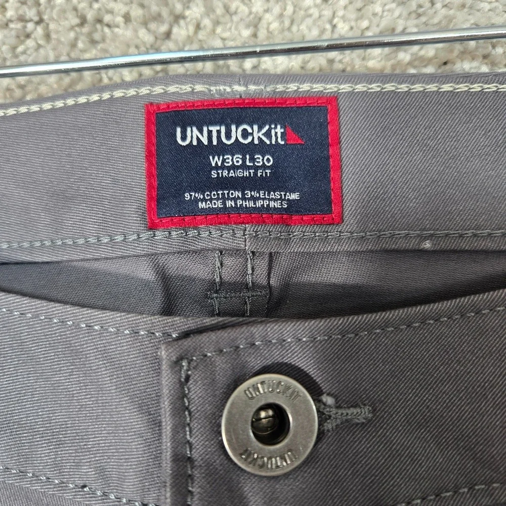 UNTUCKit 5-Pocket Chino Pants Gray Mens 36x30 cotton stretch Excellent condition